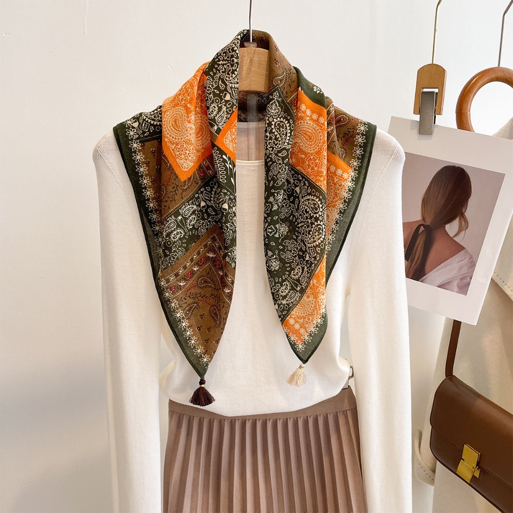 Ascot Neck Scarf - ผ้าพันคอพู่ห้อยสำหรับผู้หญิง ผ้าพันคอผ้าฝ้ายเนื้อนุ่ม ผ้าคลุมไหล่ ผ้าพันคอแฟชั่น ผ้าพันคอเนื้อนุ่ม ผ้าพันคอแบบผูก